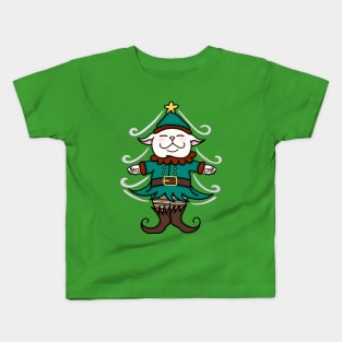 Catmas Elf - Meowy Christmas Tree Kids T-Shirt